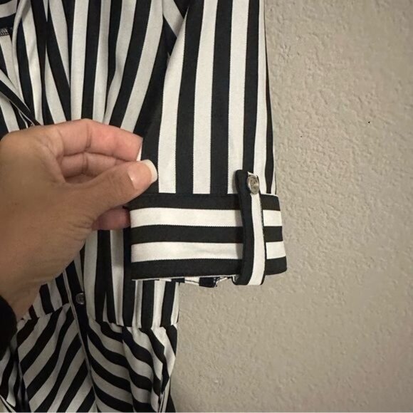 Cato White & Black Stripe Shirtdress Belted Dress Size Small - Picture 7 of 10